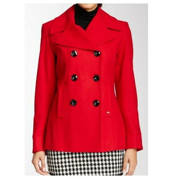 Ellen Tracy Double Breasted Wool Blend Coat